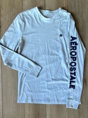 Aeropostale Men's light blue Long Sleeve Logo Tee